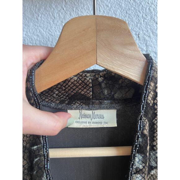 Vintage Velvet Snake Print Bead Trim Caftan Maxi Dress - Picture 11 of 12